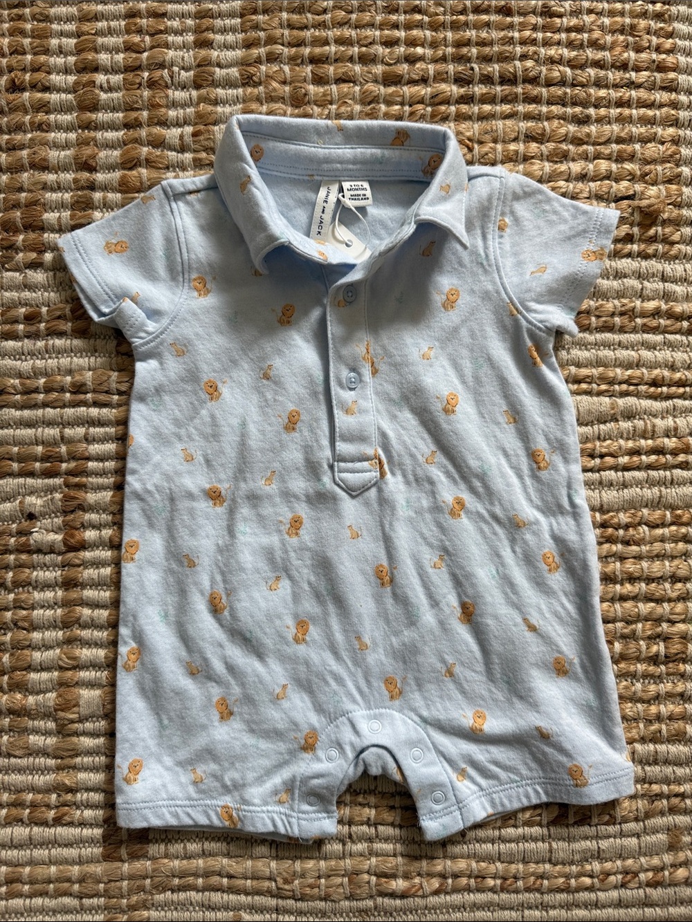 Janie & Jack Polo Romper - Light Blue